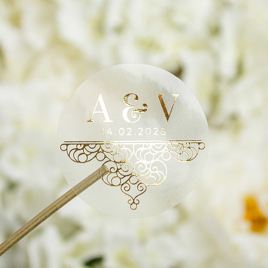 "Bianca - Sticker" - Faire-part de mariage chic, élégant et romantique avec dorure or - Wedding stationery - Création Luxe Carterie Studio