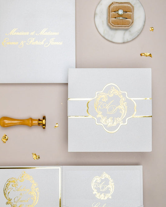 "Bleuet" - Faire-part de mariage chic, élégant et romantique avec dorure or - Wedding stationery - Création Luxe Carterie Studio