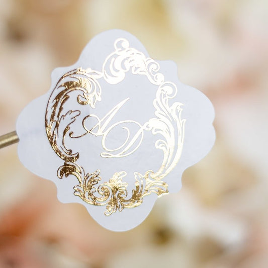 "Bleuet - Sticker" - Faire-part de mariage chic, élégant et romantique avec dorure or - Wedding stationery - Création Luxe Carterie Studio