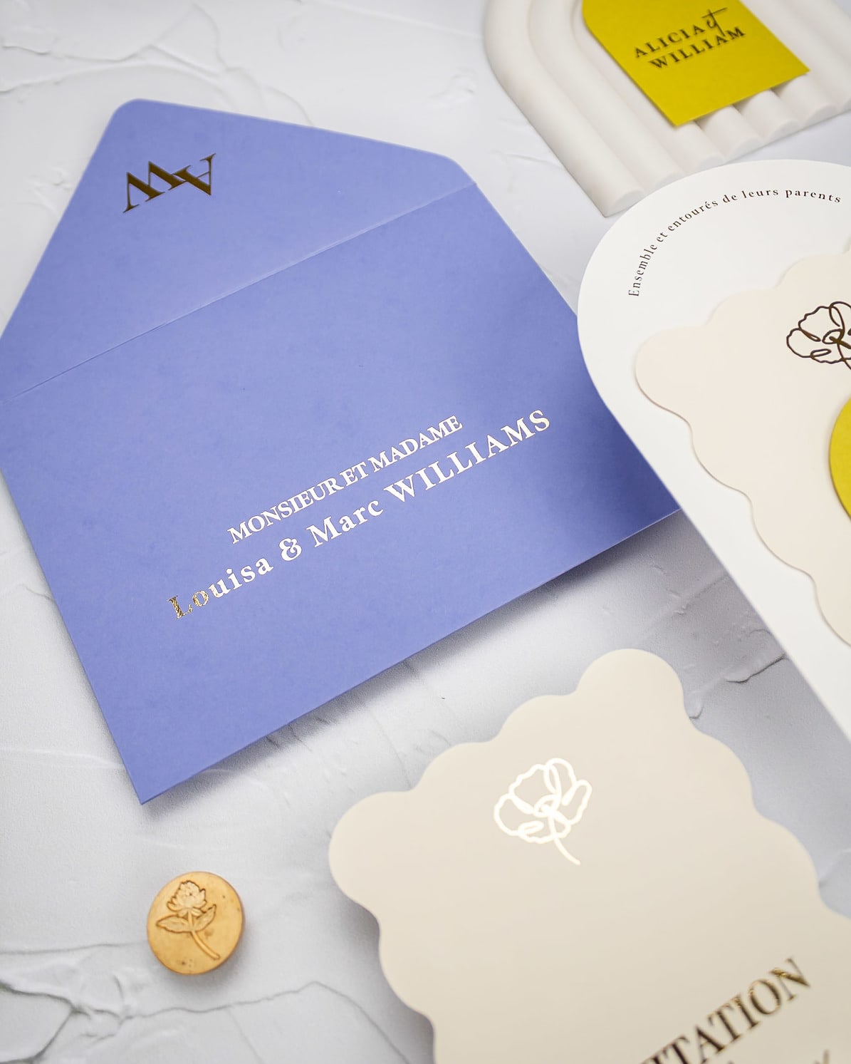 "Bony" - Faire-part de mariage moderne, chic et élégant avec dorure or – Wedding stationery - Création Luxe Carterie Studio