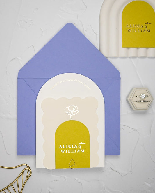 "Bony" - Faire-part de mariage moderne, chic et élégant avec dorure or – Wedding stationery - Création Luxe Carterie Studio