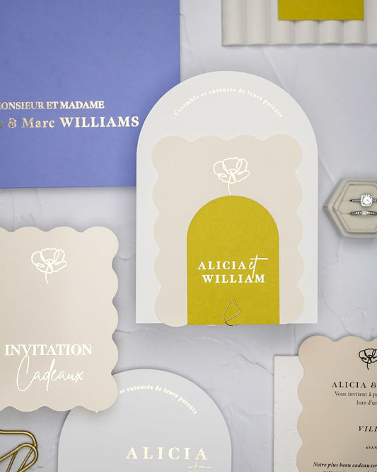 "Bony" - Faire-part de mariage moderne, chic et élégant avec dorure or – Wedding stationery - Création Luxe Carterie Studio