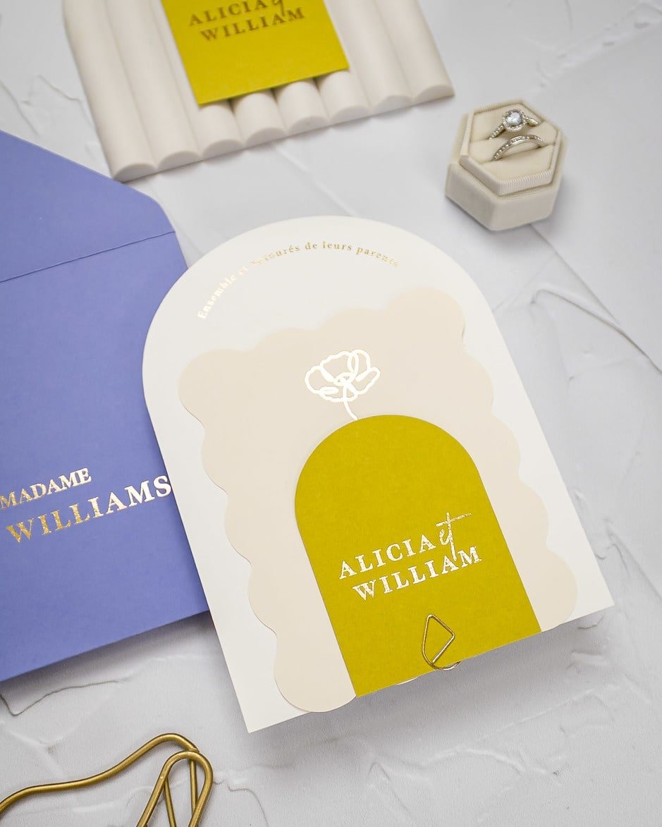 "Bony" - Faire-part de mariage moderne, chic et élégant avec dorure or – Wedding stationery - Création Luxe Carterie Studio