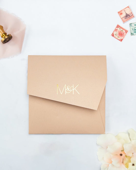 CALISTA - Enveloppe épaisse Initiales - Enveloppe - 12 cm x 16.5 cm - Luxe Carterie Studio