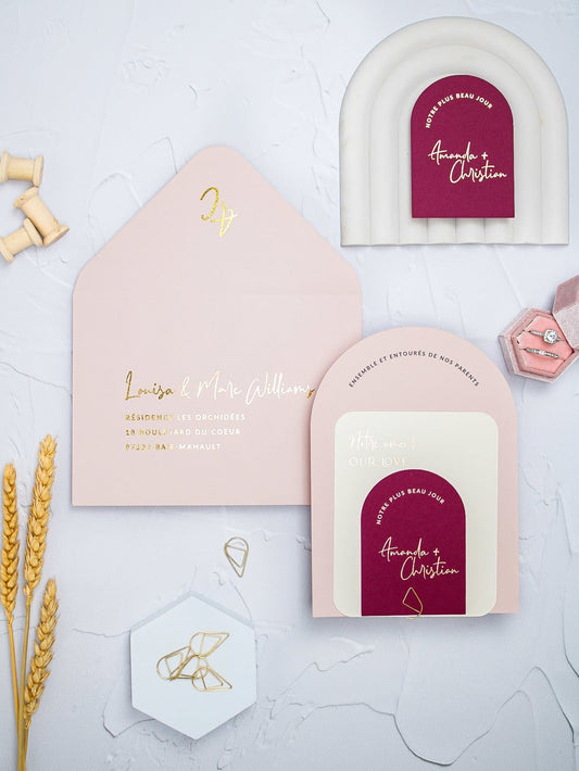 "Calla" - Faire-part de mariage moderne, chic et élégant avec dorure or – Wedding stationery - Création Luxe Carterie Studio