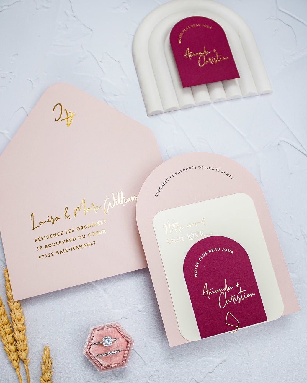 "Calla" - Faire-part de mariage moderne, chic et élégant avec dorure or – Wedding stationery - Création Luxe Carterie Studio