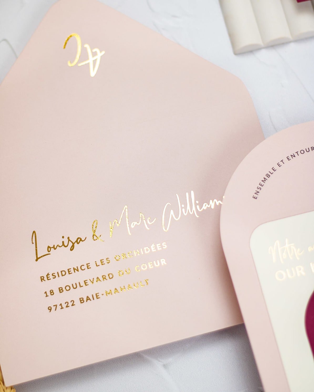 "Calla" - Faire-part de mariage moderne, chic et élégant avec dorure or – Wedding stationery - Création Luxe Carterie Studio