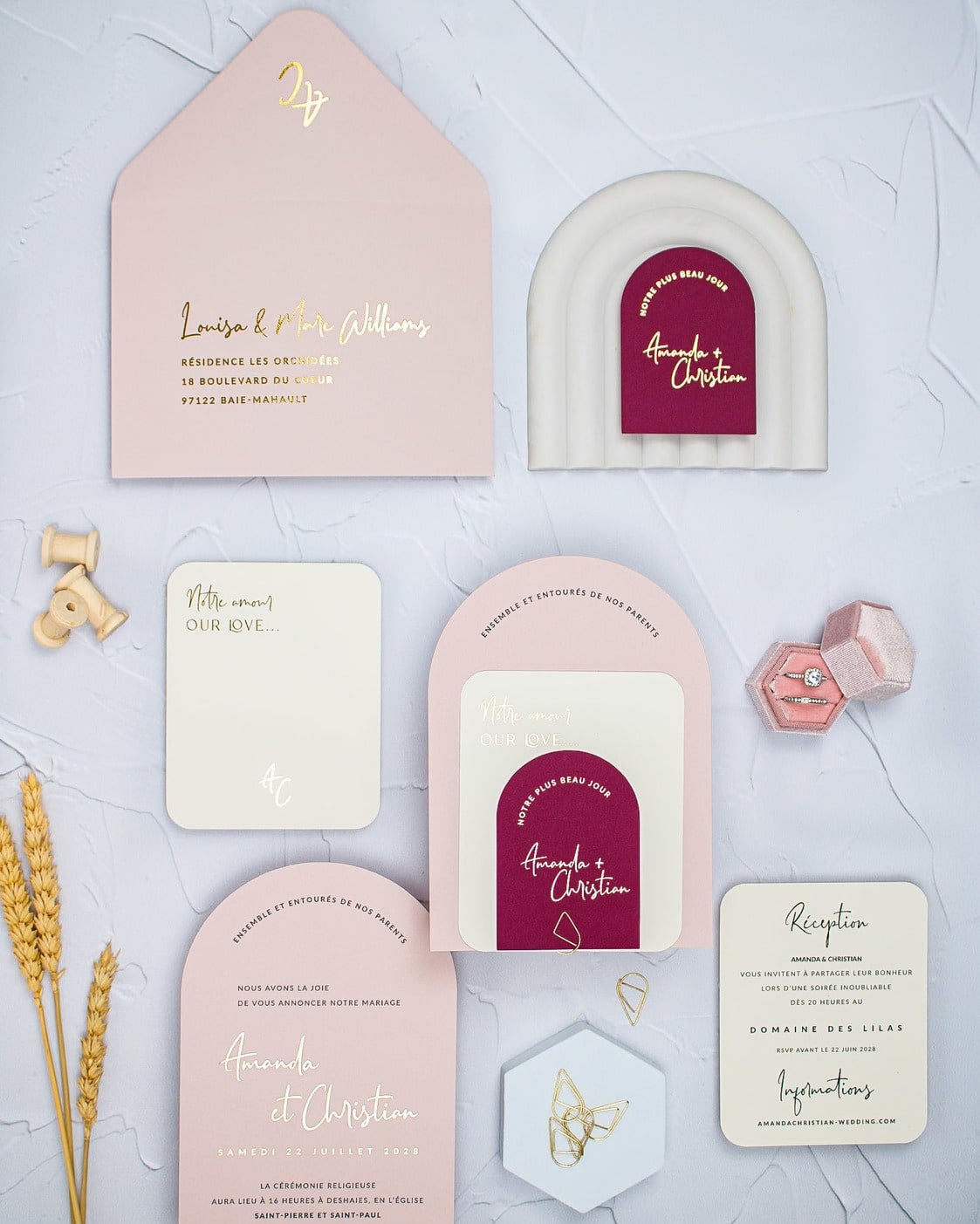 "Calla" - Faire-part de mariage moderne, chic et élégant avec dorure or – Wedding stationery - Création Luxe Carterie Studio