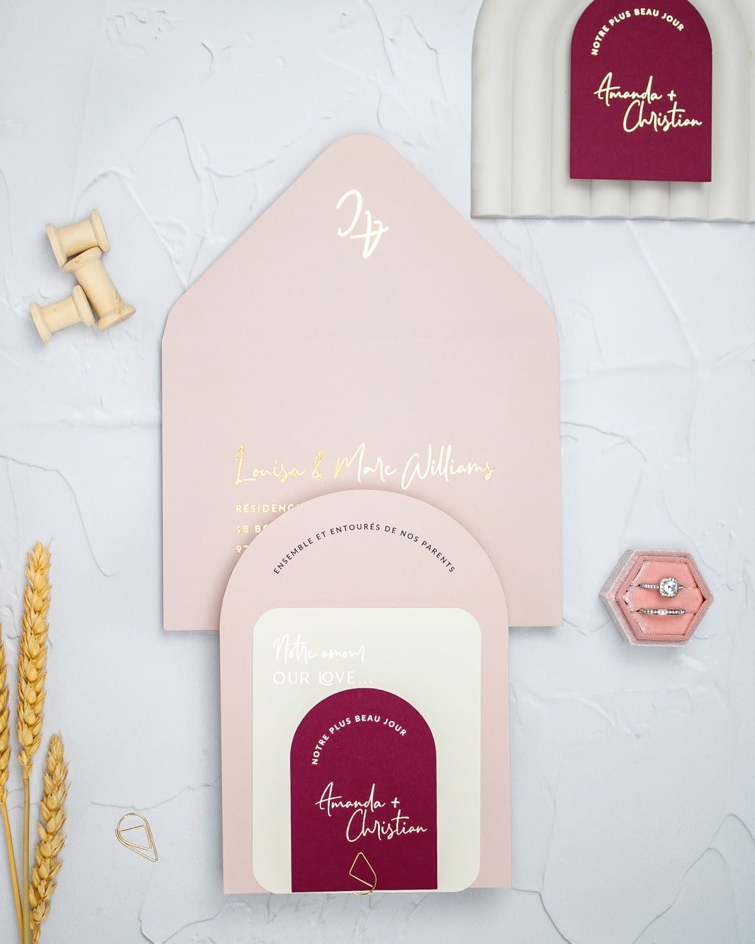 "Calla" - Faire-part de mariage moderne, chic et élégant avec dorure or – Wedding stationery - Création Luxe Carterie Studio