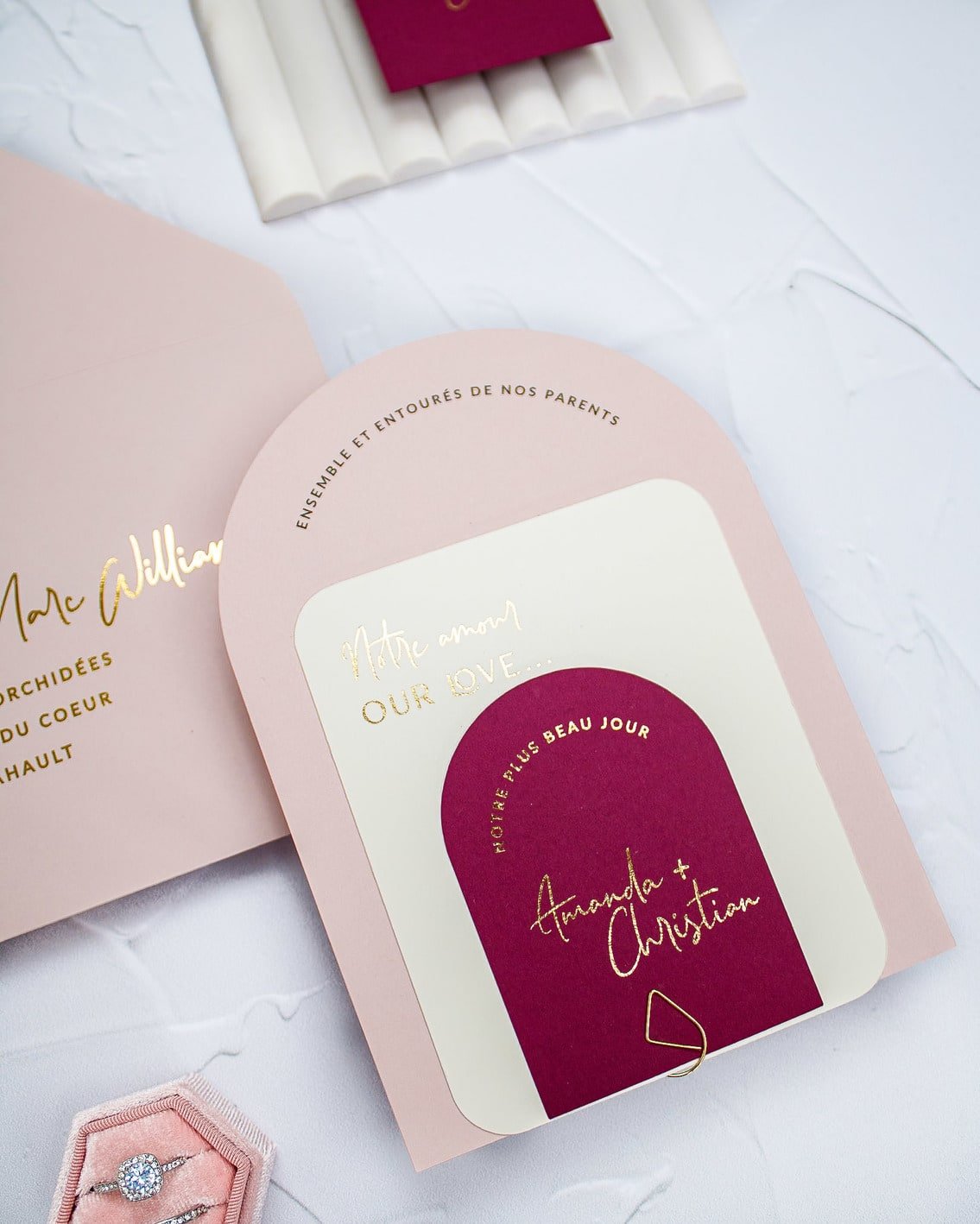 "Calla" - Faire-part de mariage moderne, chic et élégant avec dorure or – Wedding stationery - Création Luxe Carterie Studio