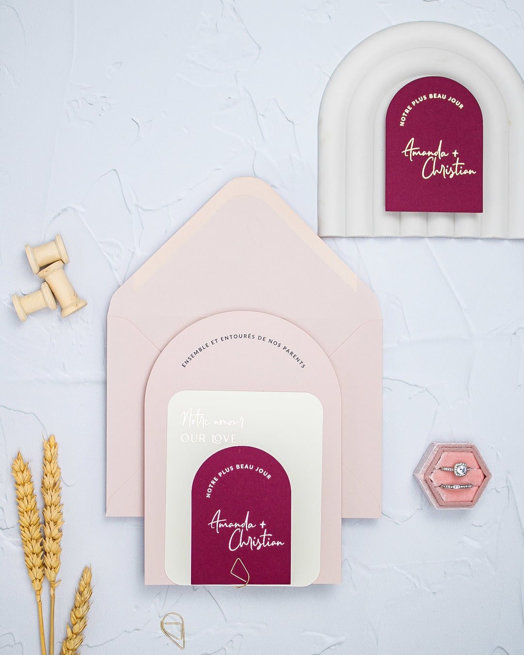 "Calla" - Faire-part de mariage moderne, chic et élégant avec dorure or – Wedding stationery - Création Luxe Carterie Studio