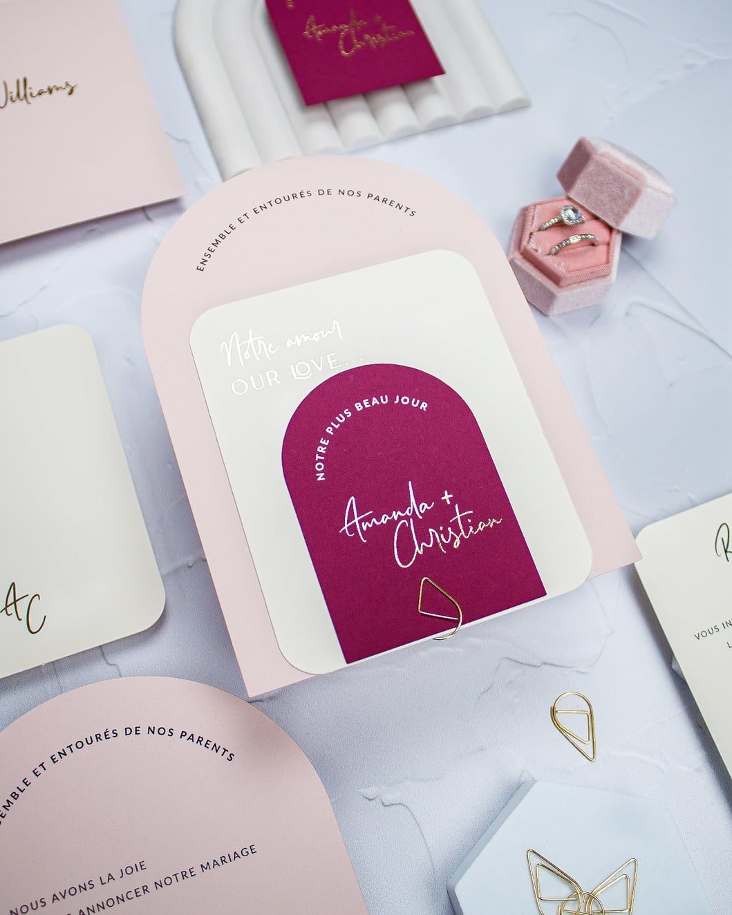 "Calla" - Faire-part de mariage moderne, chic et élégant avec dorure or – Wedding stationery - Création Luxe Carterie Studio