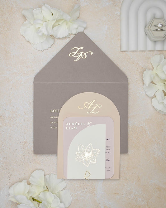"Callune" - Faire-part de mariage moderne, chic et élégant avec dorure or – Wedding stationery - Création Luxe Carterie Studio
