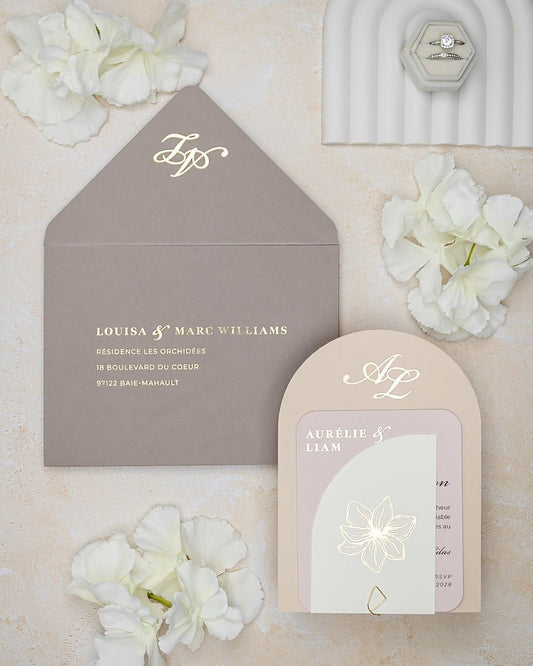 "Callune" - Faire-part de mariage moderne, chic et élégant avec dorure or – Wedding stationery - Création Luxe Carterie Studio