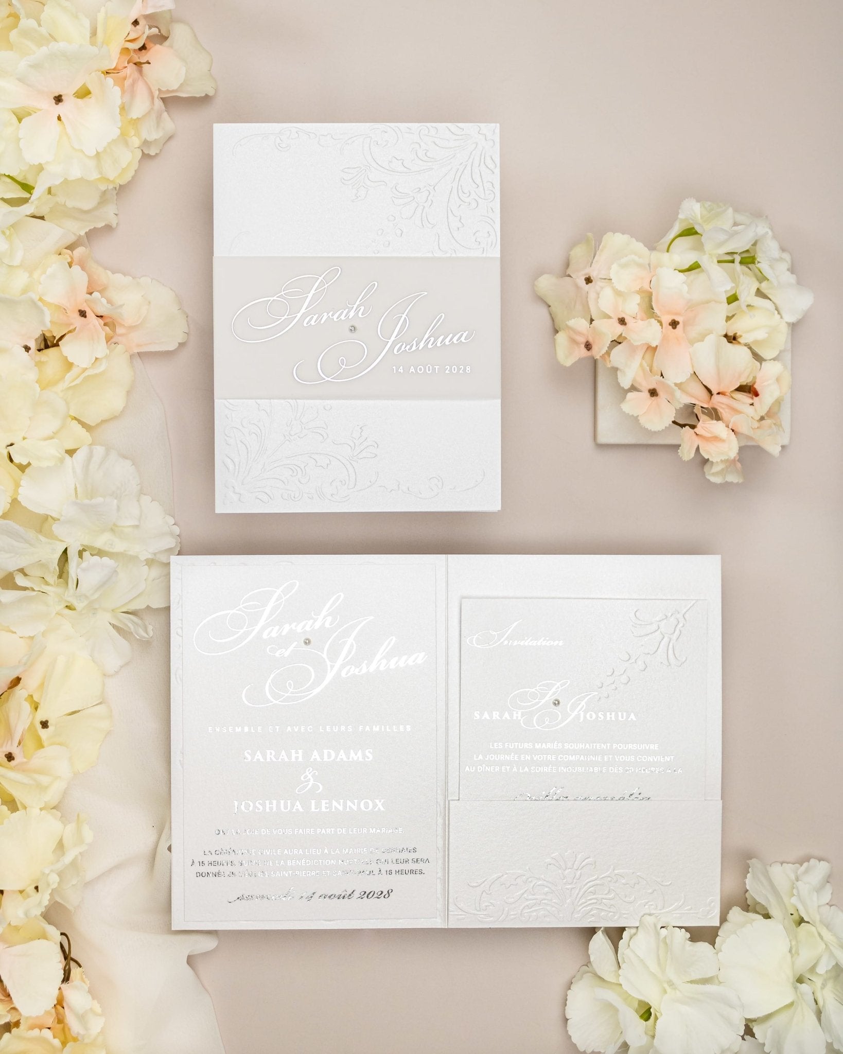 "Camila" - Faire-part de mariage chic, élégant et romantique avec dorure or - Wedding stationery - Création Luxe Carterie Studio