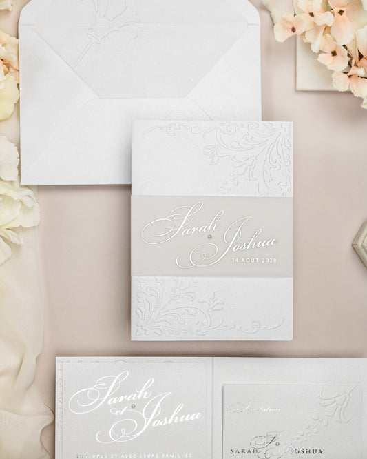 "Camila" - Faire-part de mariage chic, élégant et romantique avec dorure or - Wedding stationery - Création Luxe Carterie Studio
