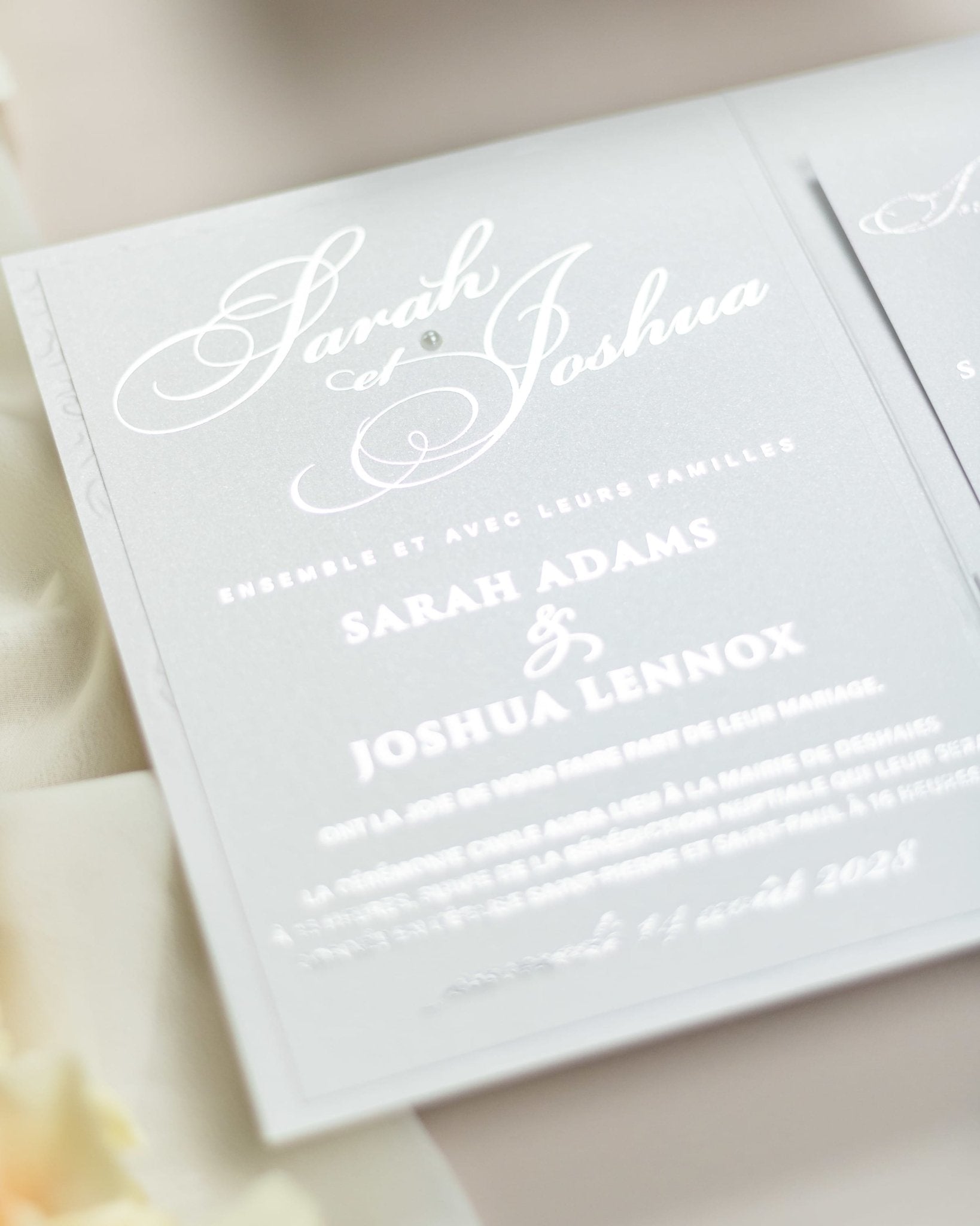 "Camila" - Faire-part de mariage chic, élégant et romantique avec dorure or - Wedding stationery - Création Luxe Carterie Studio