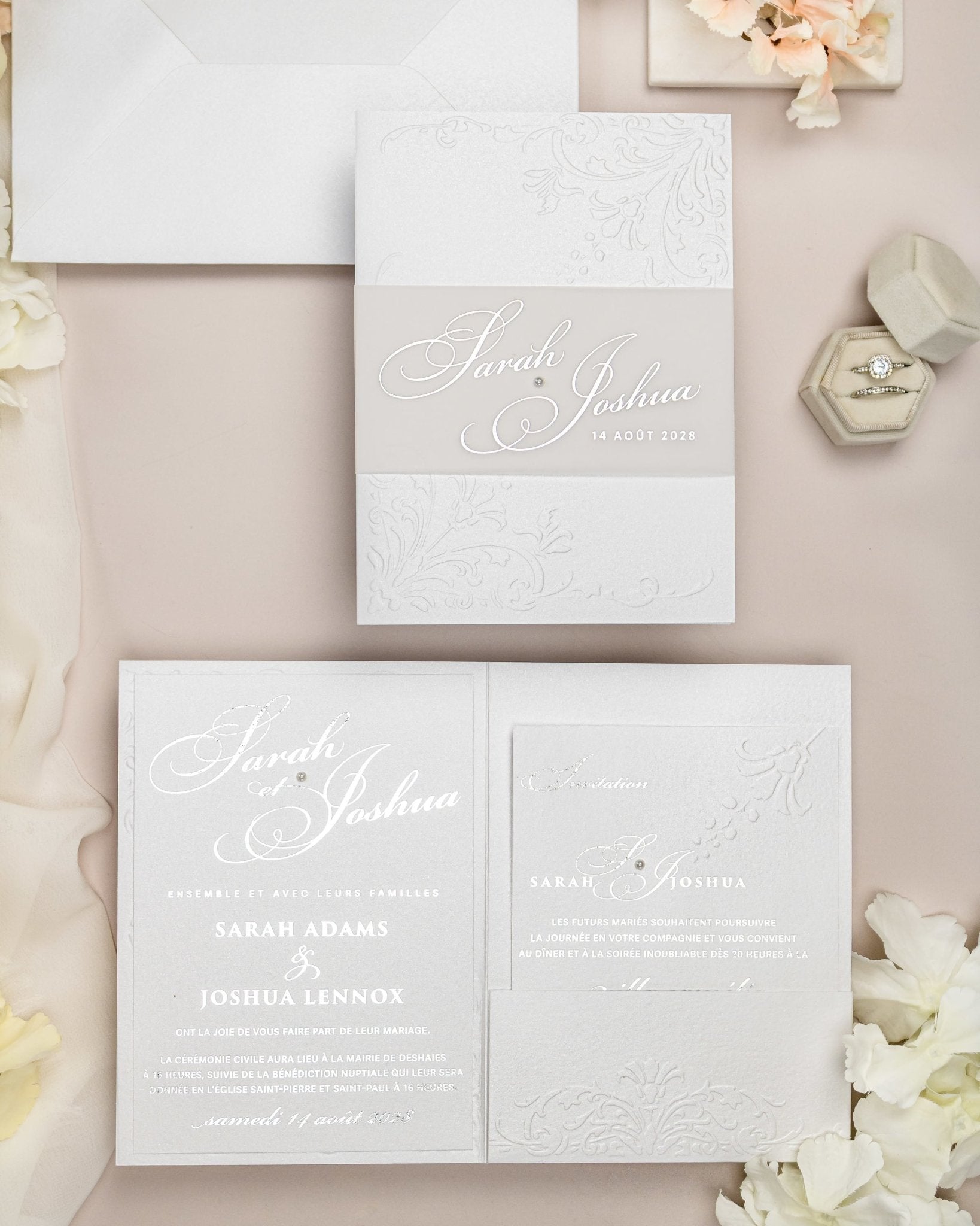 "Camila" - Faire-part de mariage chic, élégant et romantique avec dorure or - Wedding stationery - Création Luxe Carterie Studio