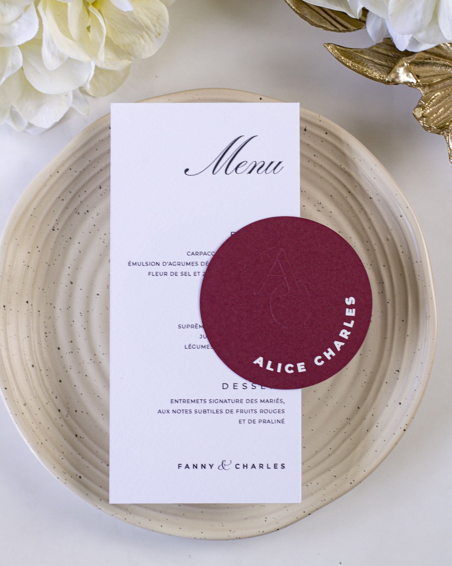 Capucine - menu & marque - place - Menu - Luxe Carterie Studio