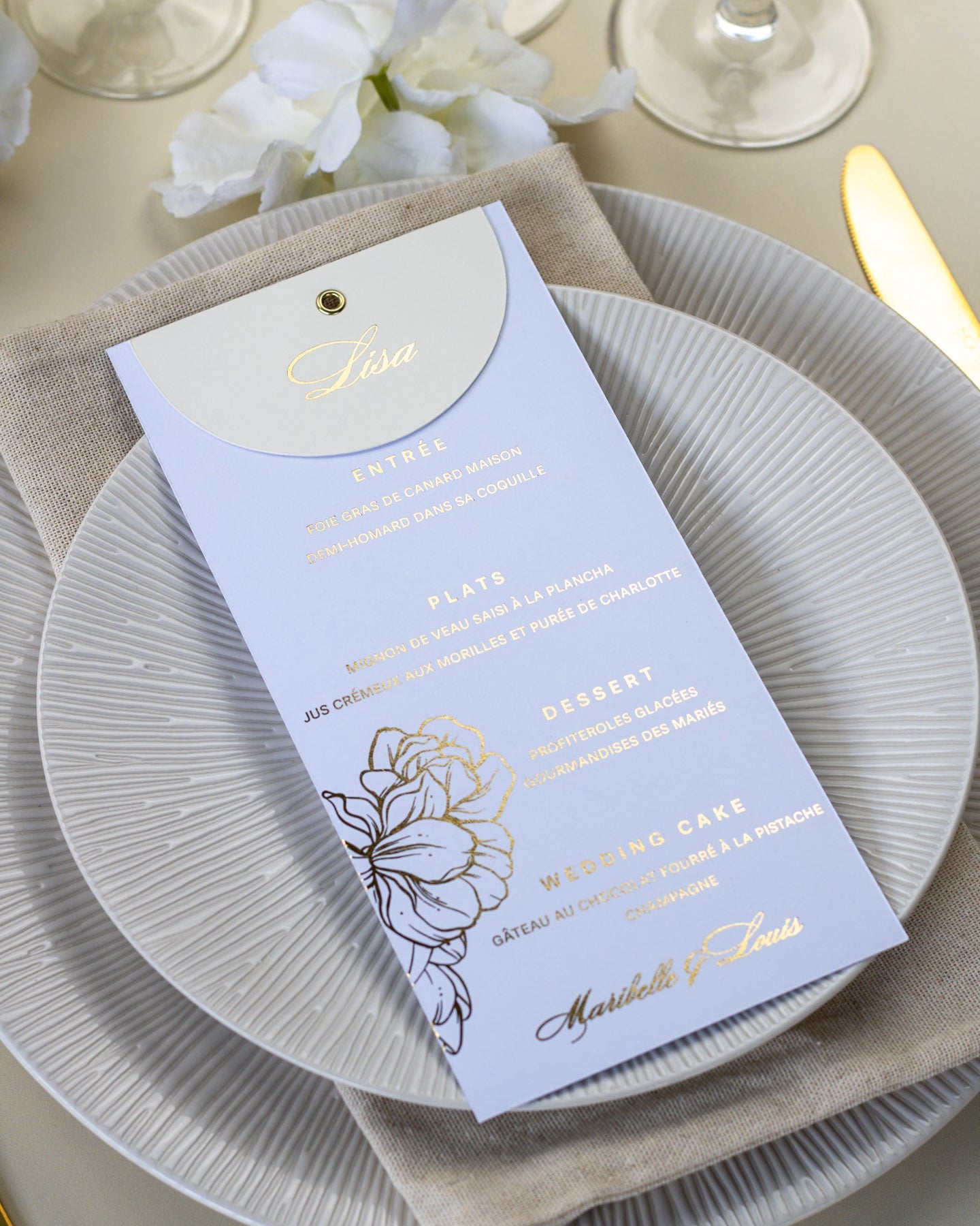 Carline - menu & marque - place - Menu - Luxe Carterie Studio