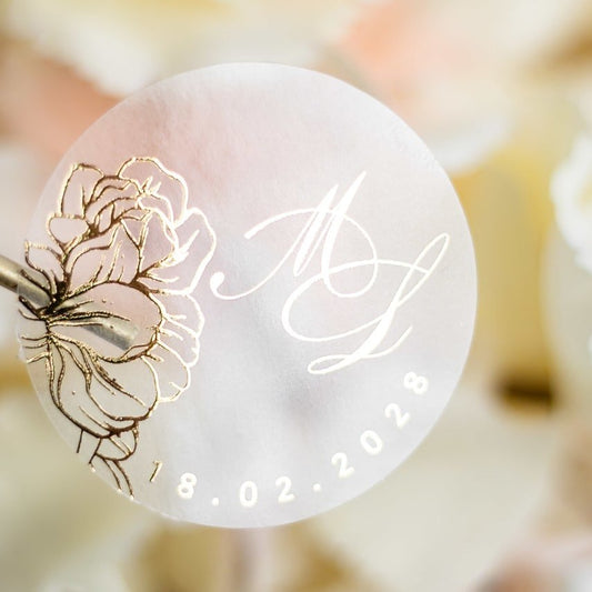 "Carline - Sticker" - Faire-part de mariage chic, élégant et romantique avec dorure or - Wedding stationery - Création Luxe Carterie Studio