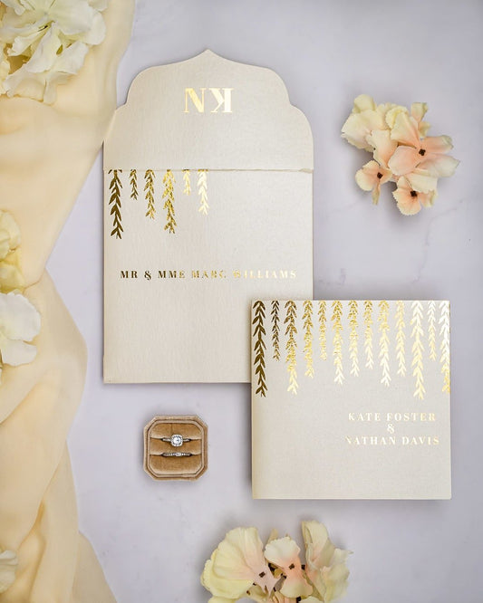 "Carly" - Faire-part de mariage chic, élégant et romantique avec dorure or - Wedding stationery - Création Luxe Carterie Studio