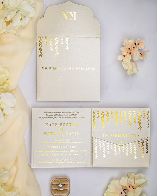 "Carly" - Faire-part de mariage chic, élégant et romantique avec dorure or - Wedding stationery - Création Luxe Carterie Studio