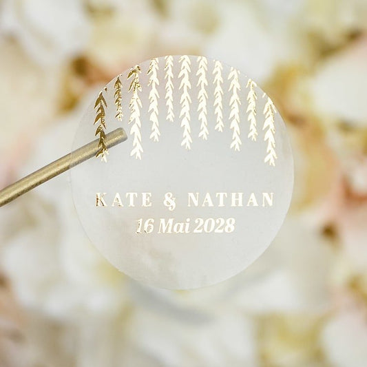 "Carly - Sticker" - Faire-part de mariage chic, élégant et romantique avec dorure or - Wedding stationery - Création Luxe Carterie Studio