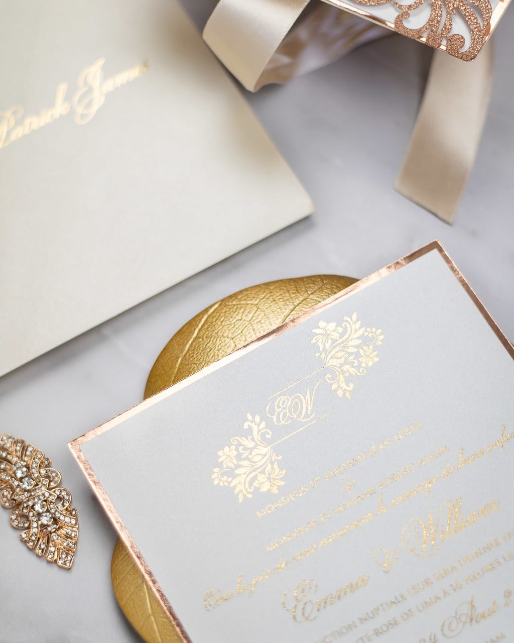 "Cassy" - Faire-part de mariage laser cut élégant et romantique avec dorure or - Wedding stationery - Création Luxe Carterie Studio