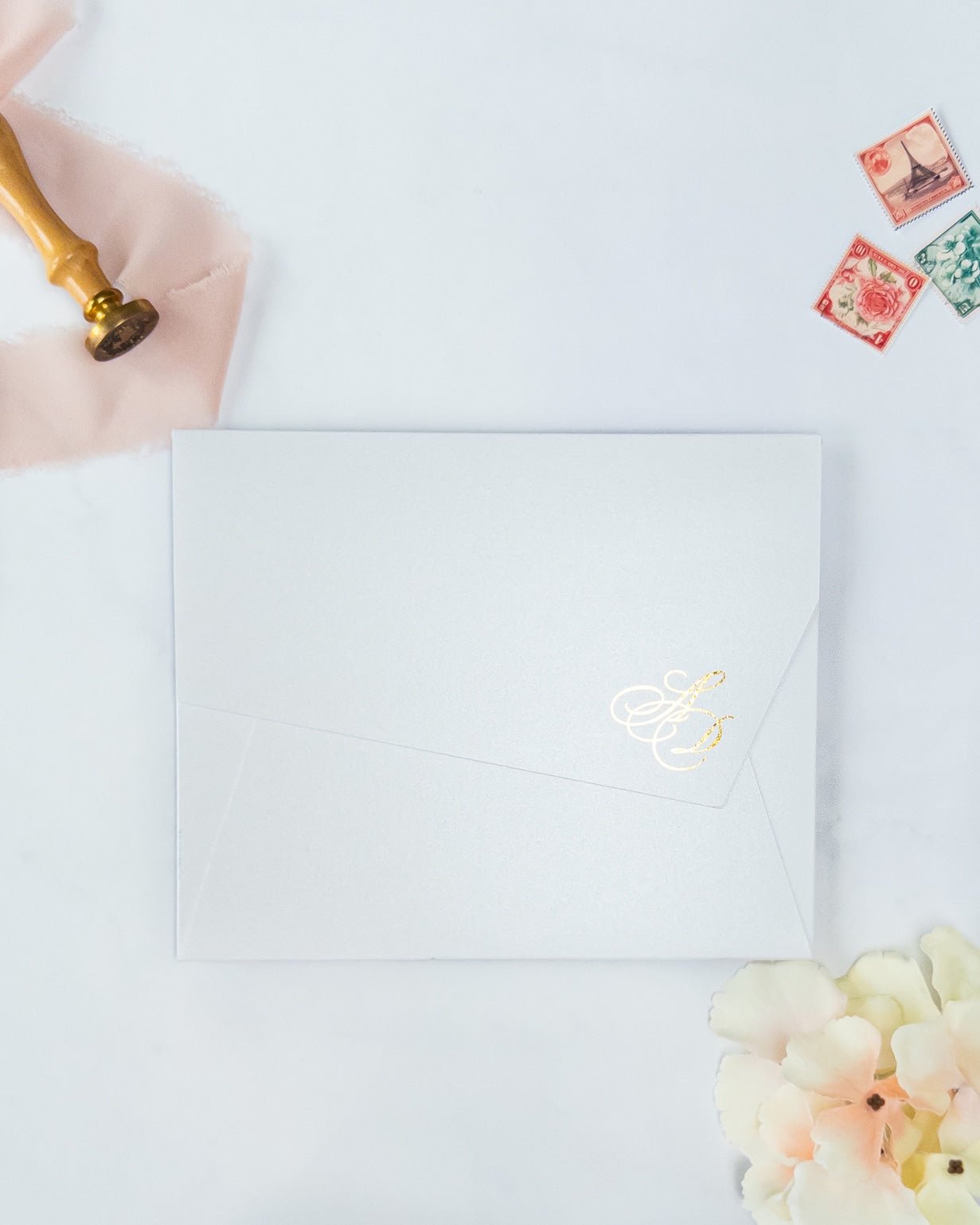 CELESTE - Enveloppe épaisse Initiales - Enveloppe - 12 cm x 16.5 cm - Luxe Carterie Studio
