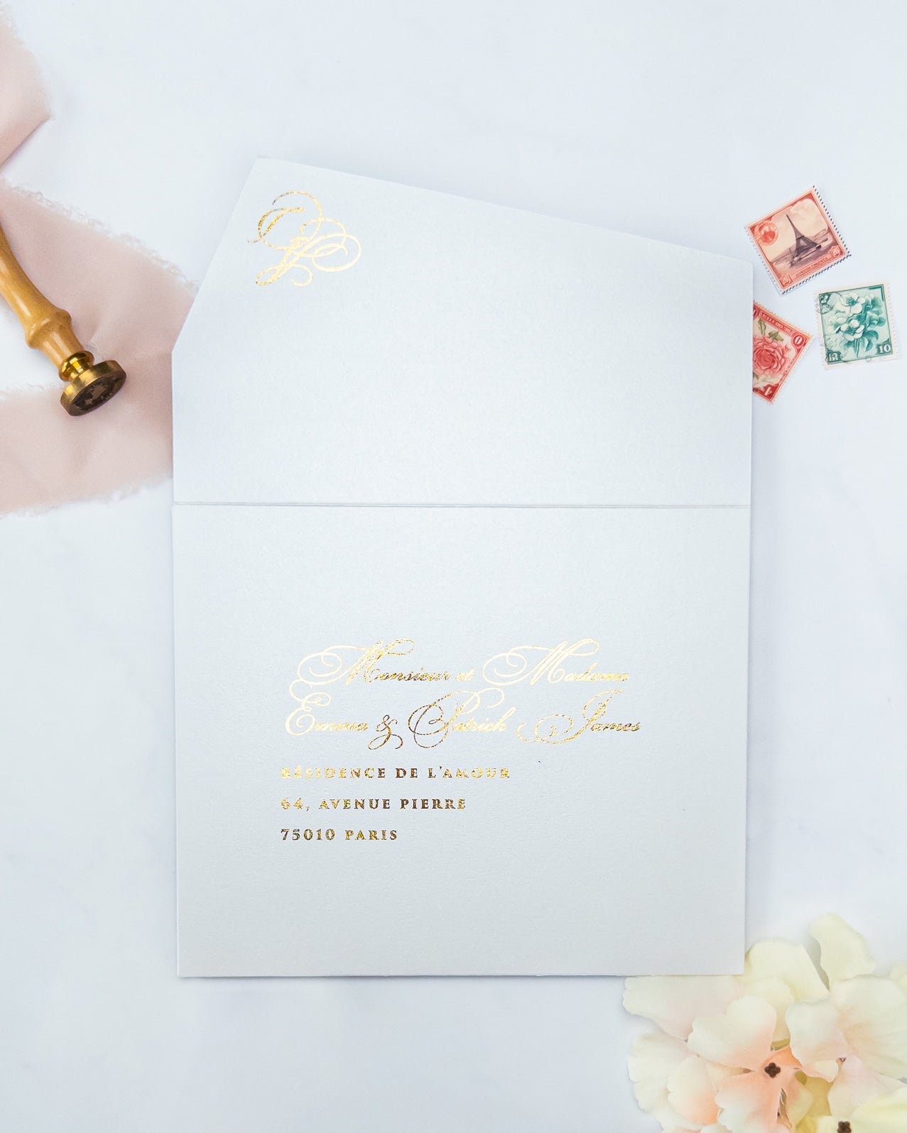 CELESTE - Enveloppe épaisse Initiales - Enveloppe - 12 cm x 16.5 cm - Luxe Carterie Studio