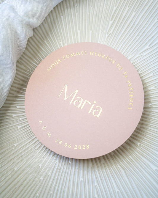 "Chiara - Marque-place" – Marque-place chic, élégant et romantique avec dorure or pour réception de mariage – Papeterie de mariage - Wedding stationery - Création Luxe Carterie Studio