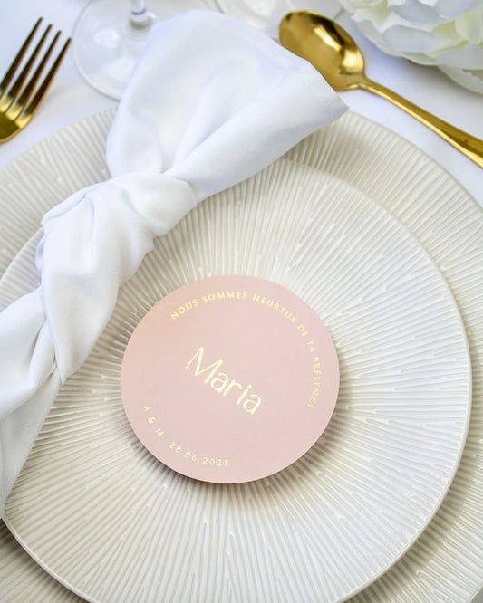 "Chiara - Marque-place" – Marque-place chic, élégant et romantique avec dorure or pour réception de mariage – Papeterie de mariage - Wedding stationery - Création Luxe Carterie Studio