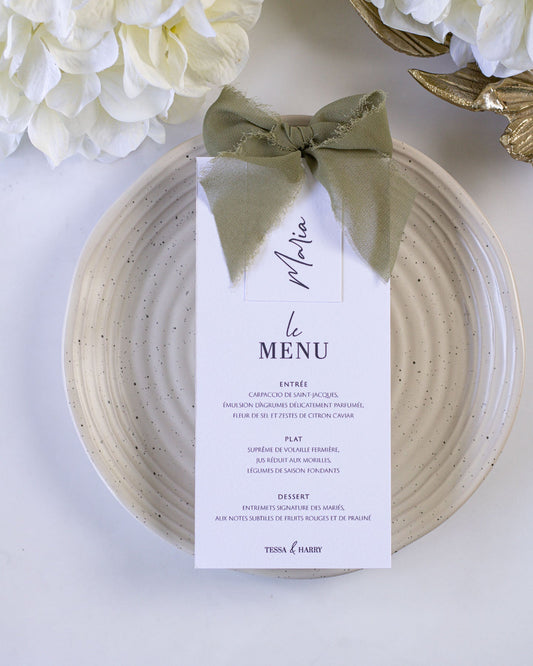 Clara - menu & marque - place - Menu - Luxe Carterie Studio