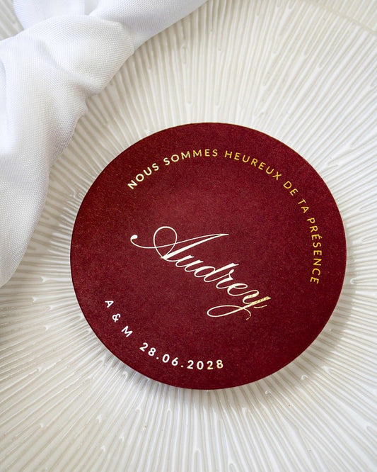 "Cléa - Marque-place" – Marque-place chic, élégant et romantique avec dorure or pour réception de mariage – Papeterie de mariage - Wedding stationery - Création Luxe Carterie Studio