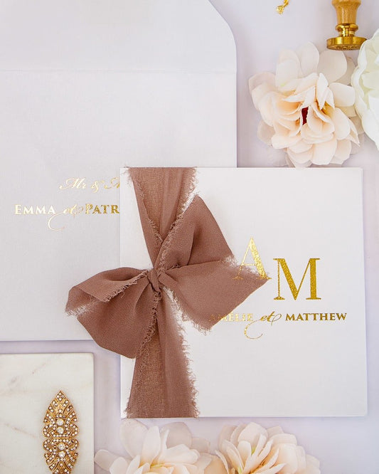 "Cloé" - Faire-part de mariage chic, élégant et romantique avec dorure or - Wedding stationery - Création Luxe Carterie Studio
