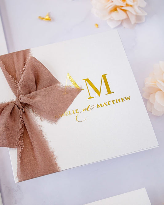 "Cloé" - Faire-part de mariage chic, élégant et romantique avec dorure or - Wedding stationery - Création Luxe Carterie Studio