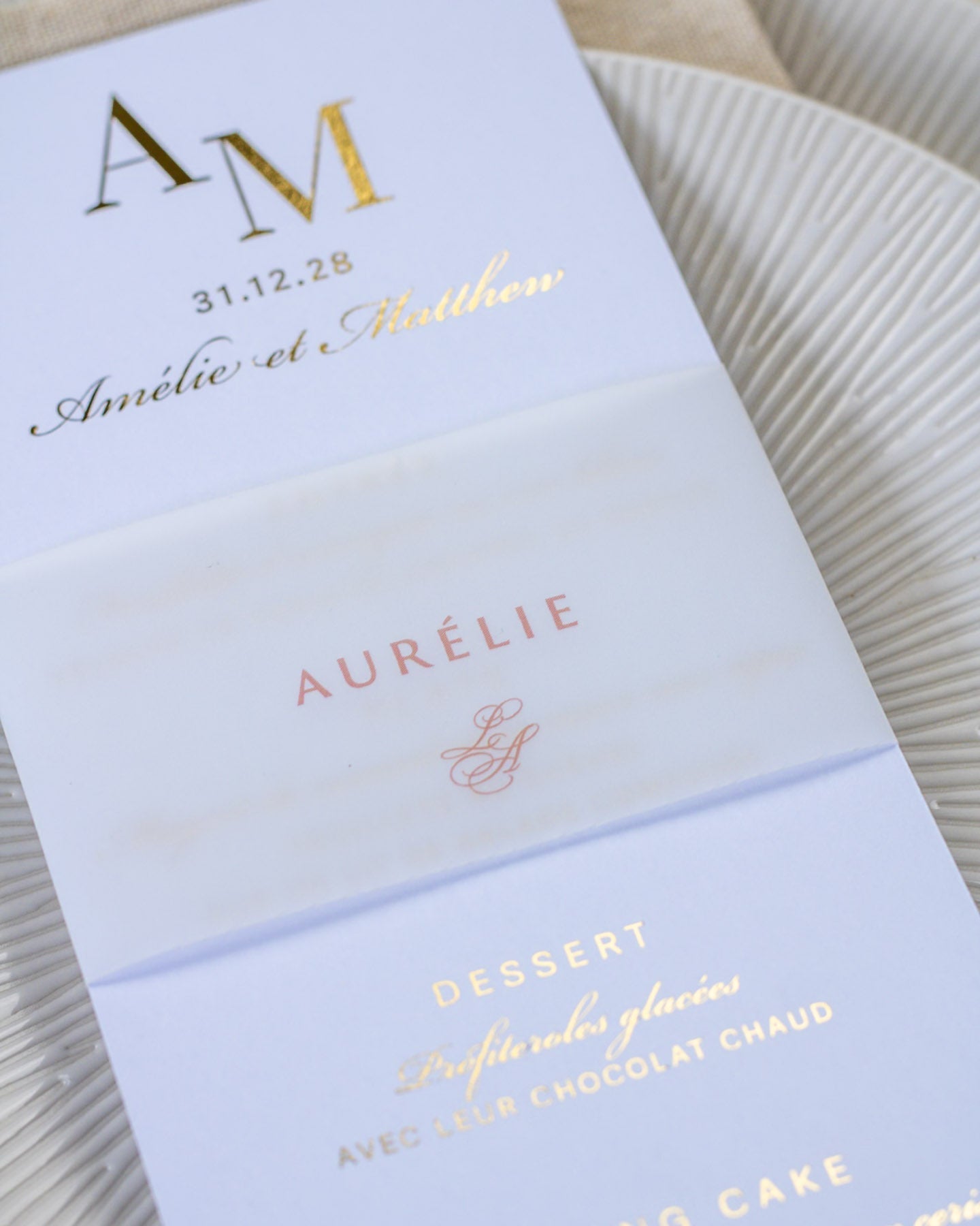 Cloé - menu & marque - place - Menu - Luxe Carterie Studio