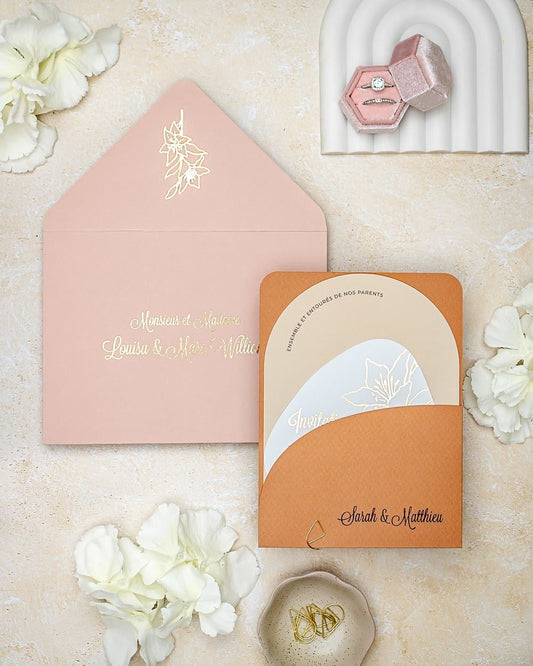 "Coeur" - Faire-part de mariage moderne, chic et élégant avec dorure or – Wedding stationery - Création Luxe Carterie Studio