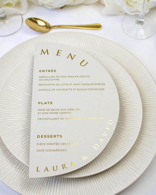 "Cria" - Menu de mariage chic et élégant avec dorure or pour réception de mariage – Papeterie de mariage - Wedding stationery - Création Luxe Carterie Studio