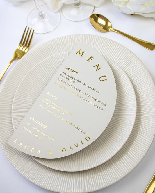 "Cria" - Menu de mariage chic et élégant avec dorure or pour réception de mariage – Papeterie de mariage - Wedding stationery - Création Luxe Carterie Studio