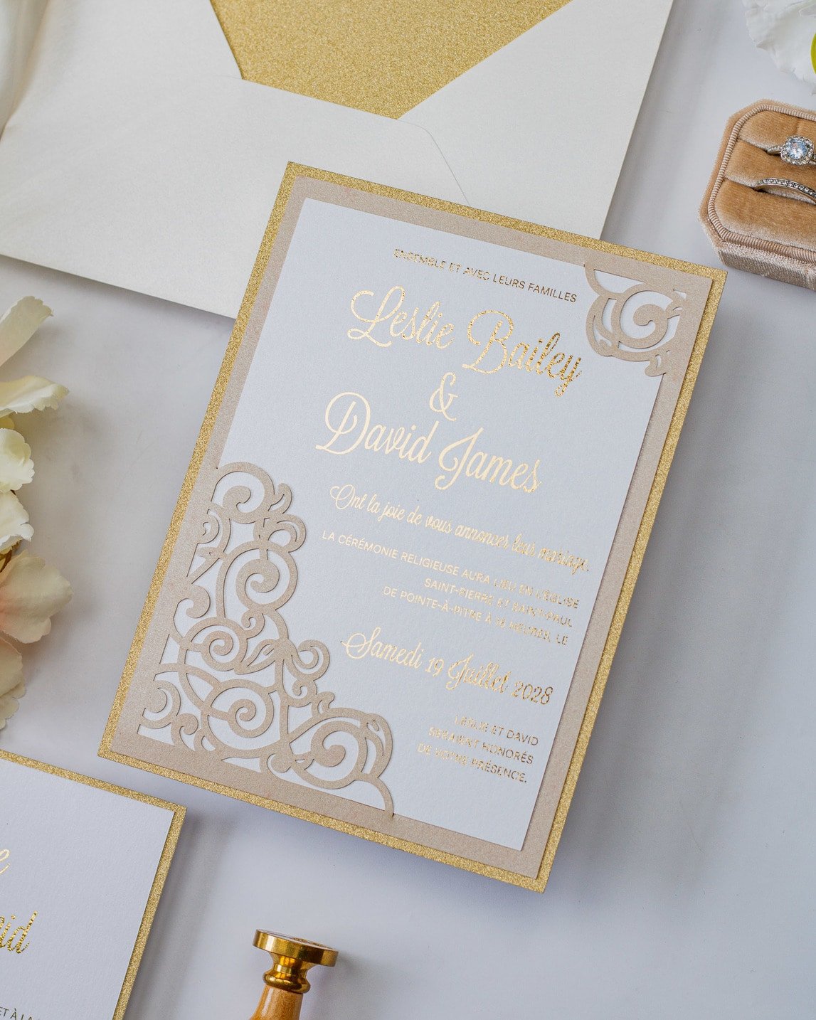 Dahlia - Faire - part - Faire - part seul - Sans enveloppe - Luxe Carterie Studio
