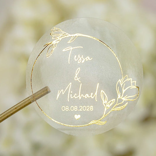 "Dania - Sticker" - Faire-part de mariage chic, élégant et romantique avec dorure or - Wedding stationery - Création Luxe Carterie Studio