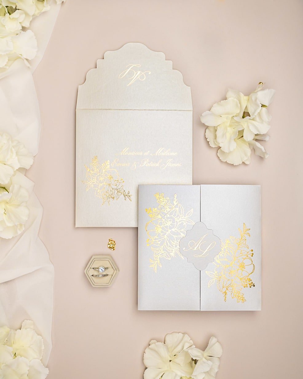 "Dona" - Faire-part de mariage chic, élégant et romantique avec dorure or - Wedding stationery - Création Luxe Carterie Studio