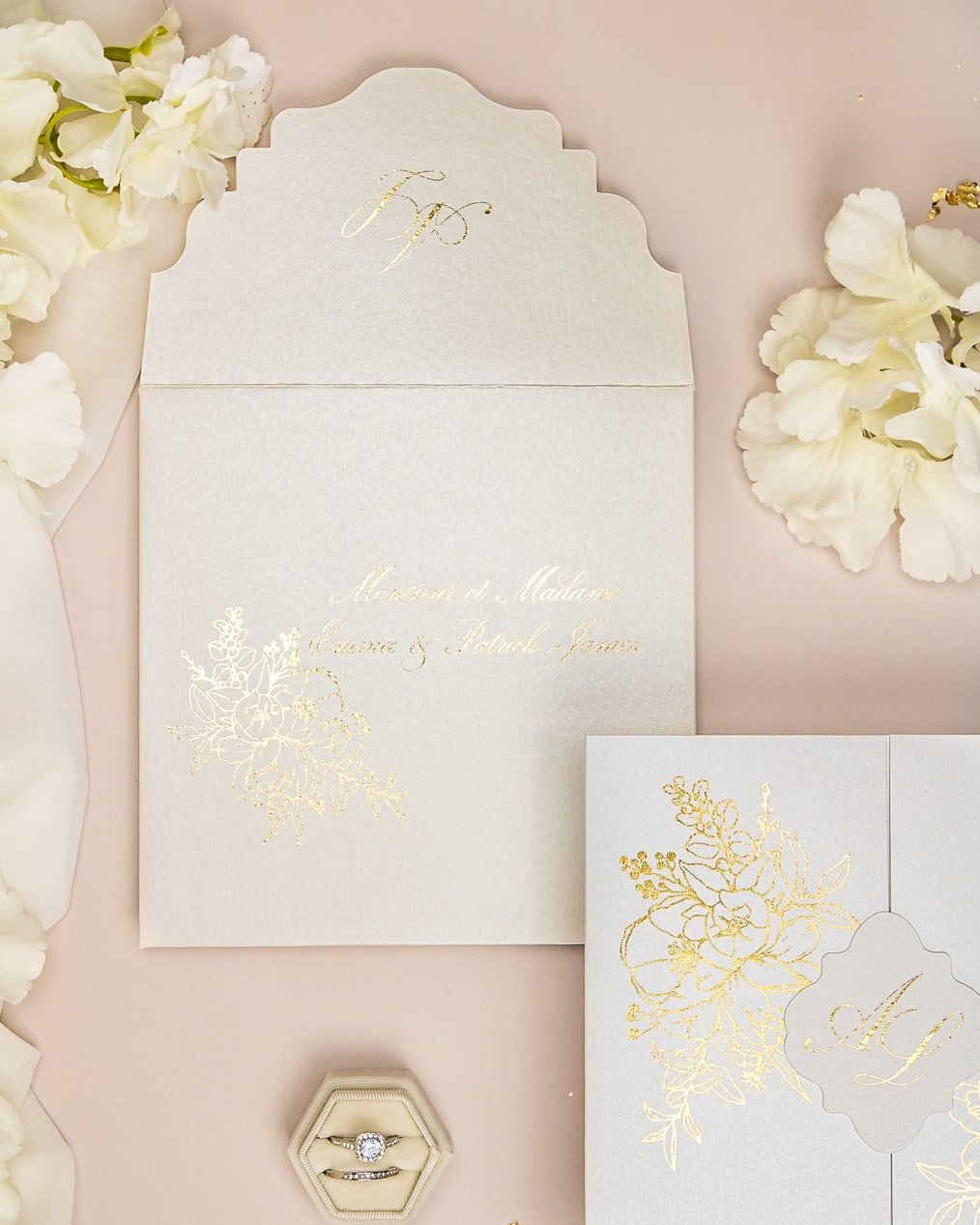 "Dona" - Faire-part de mariage chic, élégant et romantique avec dorure or - Wedding stationery - Création Luxe Carterie Studio