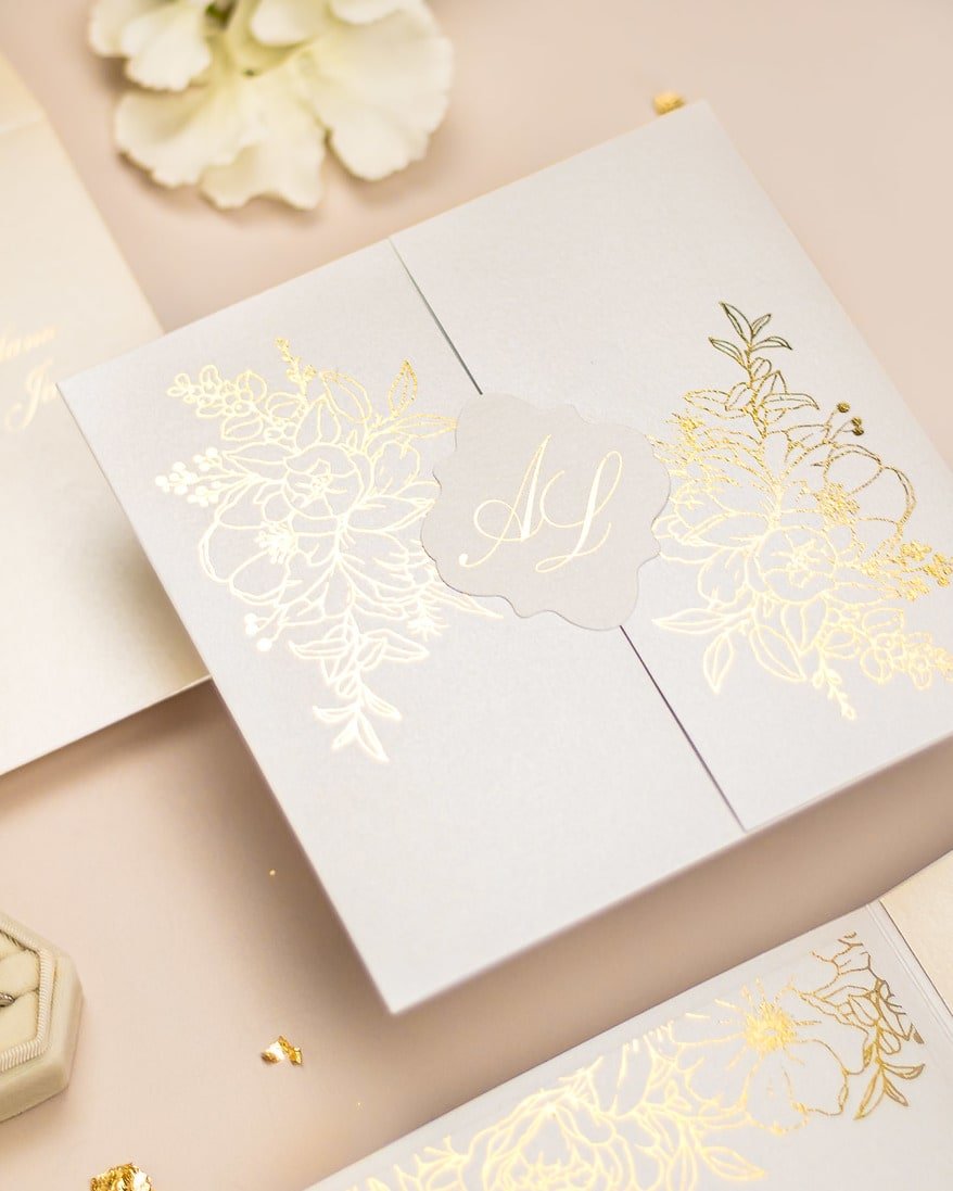 "Dona" - Faire-part de mariage chic, élégant et romantique avec dorure or - Wedding stationery - Création Luxe Carterie Studio