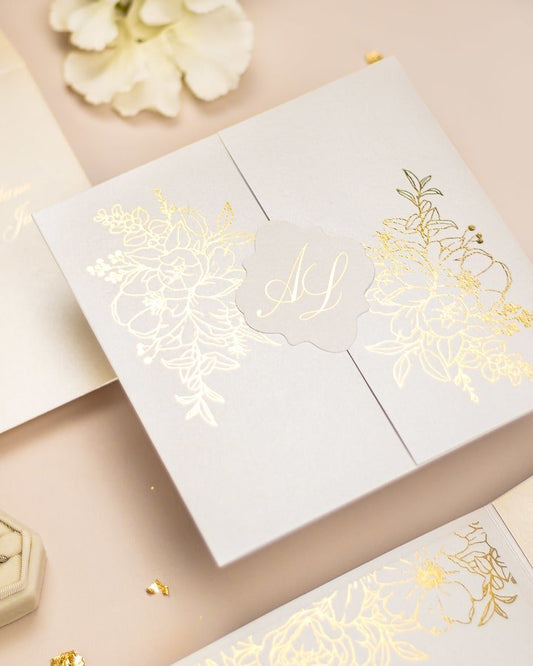 "Dona" - Faire-part de mariage chic, élégant et romantique avec dorure or - Wedding stationery - Création Luxe Carterie Studio