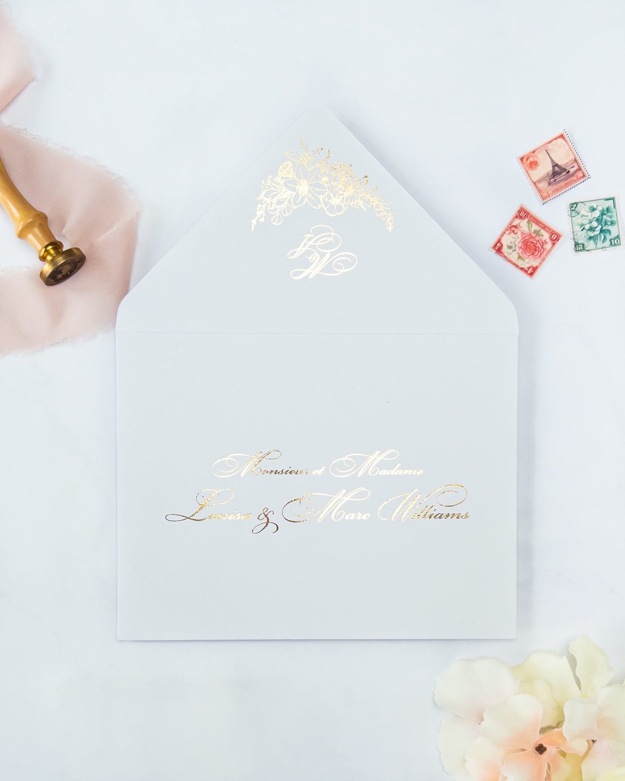 DOUCEUR - Enveloppe épaisse Initiales - Enveloppe - 12 cm x 16.5 cm - Luxe Carterie Studio