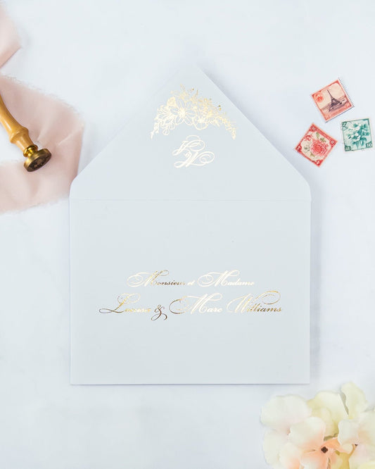 DOUCEUR - Enveloppe épaisse Initiales - Enveloppe - 12 cm x 16.5 cm - Luxe Carterie Studio