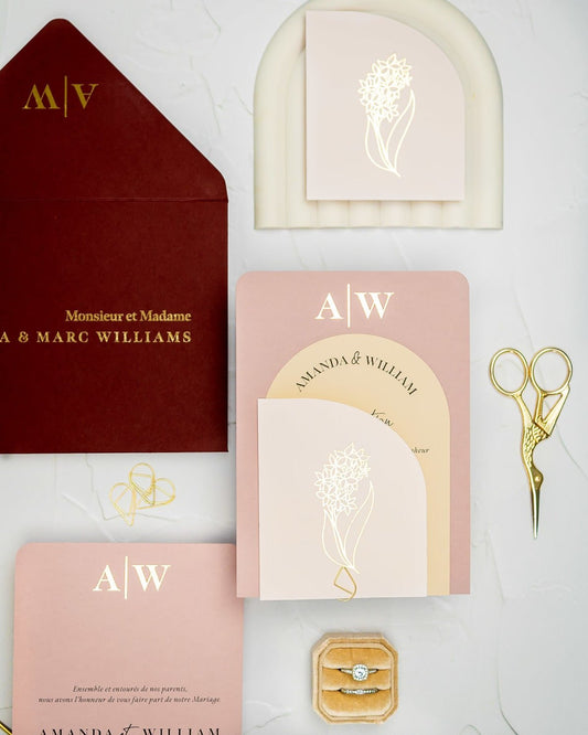 "Ecrin" - Faire-part de mariage moderne, chic et élégant avec dorure or – Wedding stationery - Création Luxe Carterie Studio